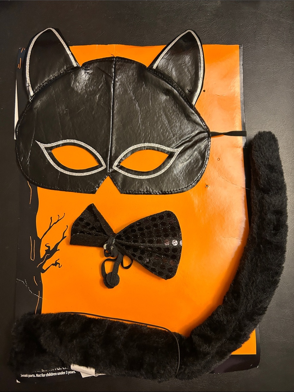 Kids Black Cat Costume Set - Mask, Bow Tie & Tail